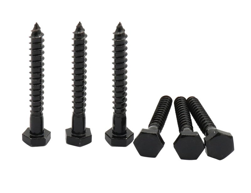 LBY 20 قطعة من براغي اللاغ، 1/4" × 2" براغي لاغ برأس سداسي (مع غسالات)، براغي خشبية ثقيلة لتحسين السطح والتثبيت الهيكلي، فولاذ مقاوم للصدأ 304، (أسود) - Image 1